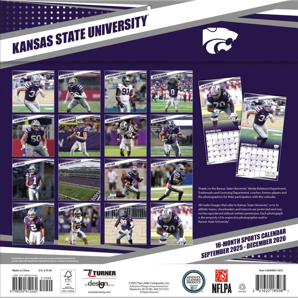Kansas State Wildcats 2026 Wall Calendar
