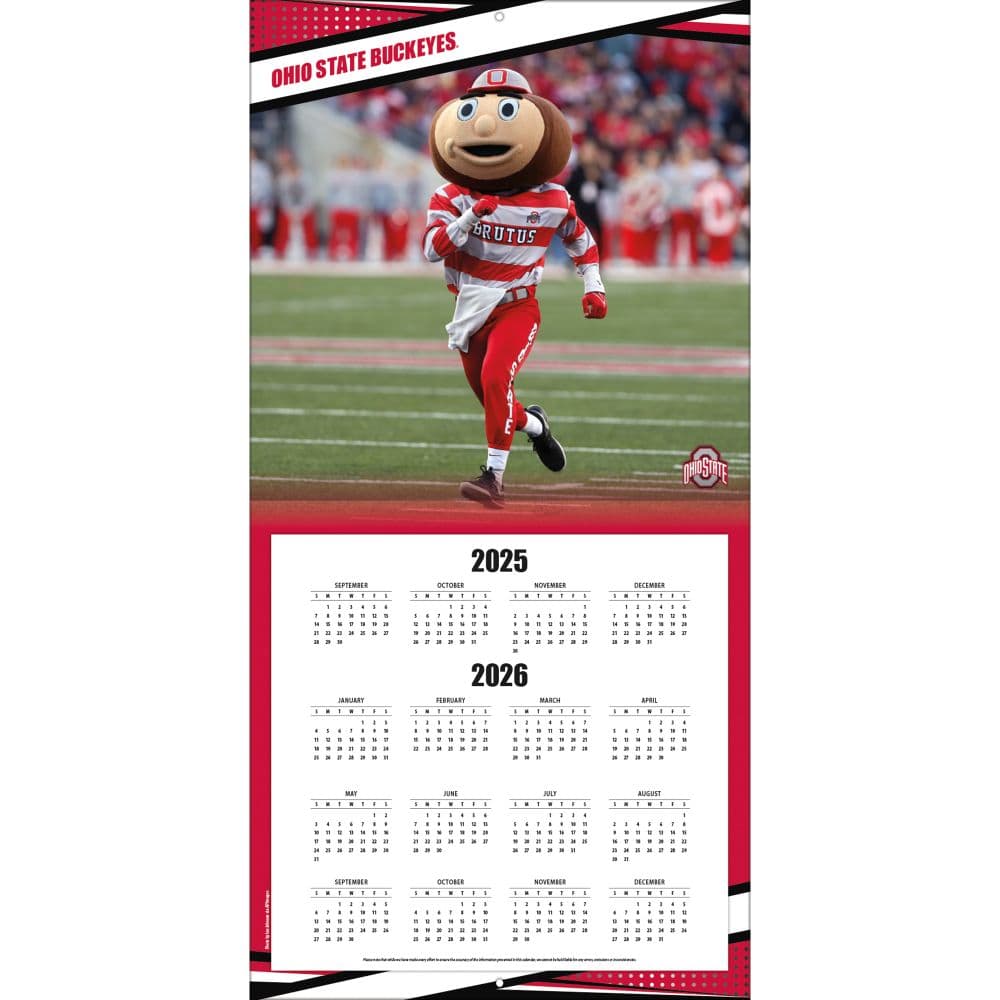 NCAA Ohio State Buckeyes 2026 Wall Calendar Second Alternate Image
