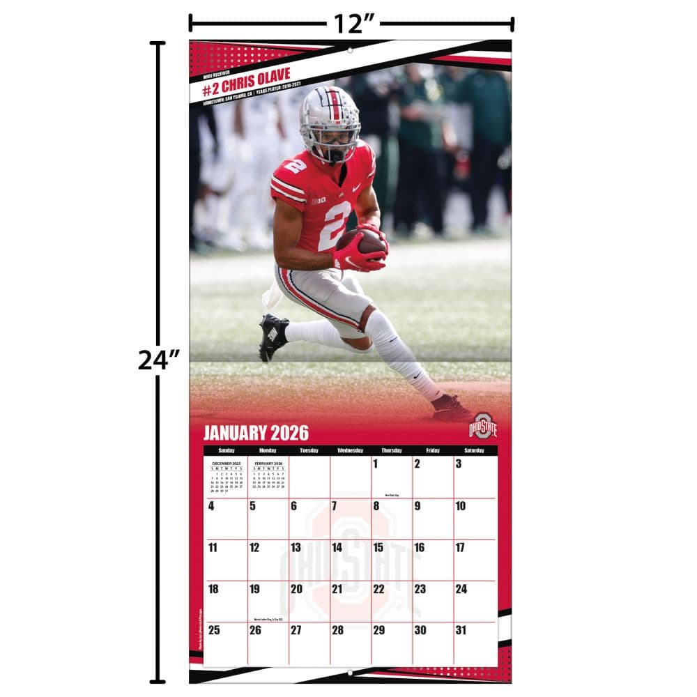 NCAA Ohio State Buckeyes 2026 Wall Calendar Fourth Alternate Image