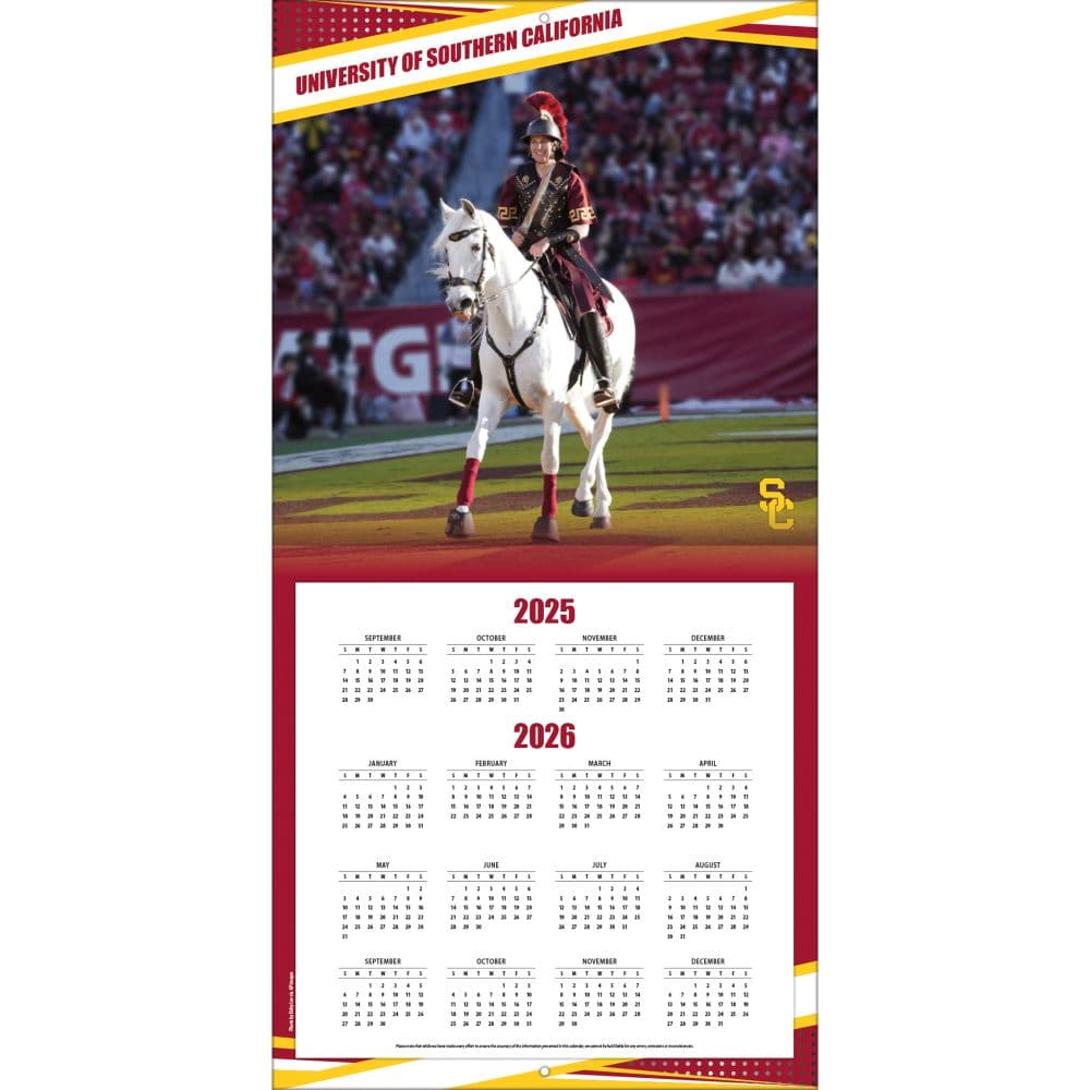 NCAA USC Trojans 2026 Wall Calendar Second Alternate Image