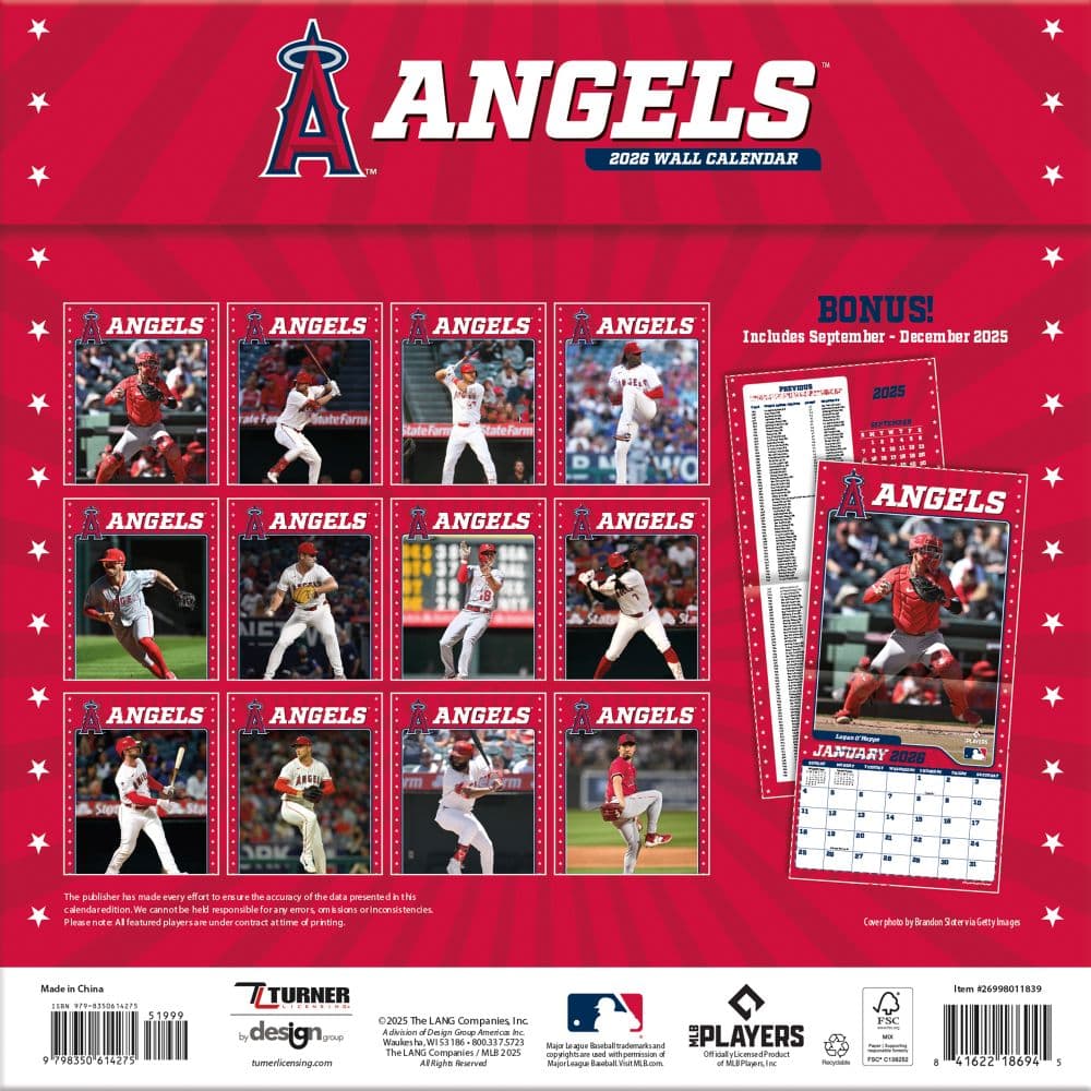 MLB Los Angeles Angels 2026 Wall Calendar First Alternate Image