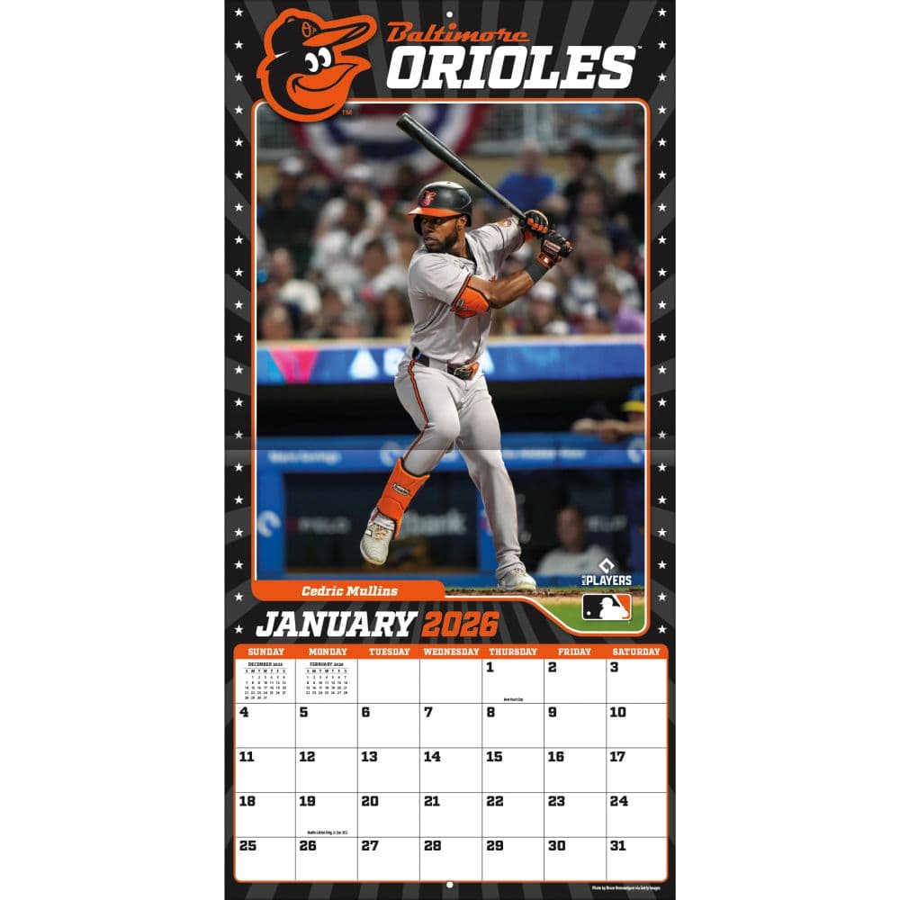 MLB Baltimore Orioles 2026 Wall Calendar Third Alternate Image
