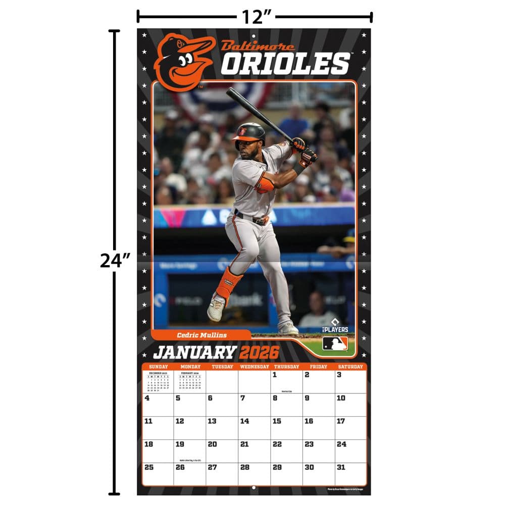 MLB Baltimore Orioles 2026 Wall Calendar Fourth Alternate Image