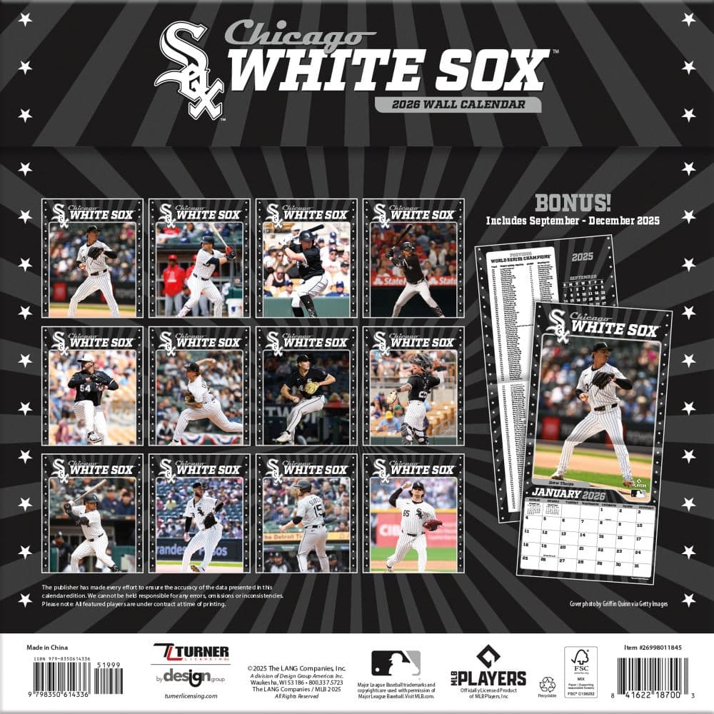 MLB Chicago White Sox 2026 Wall Calendar First Alternate Image