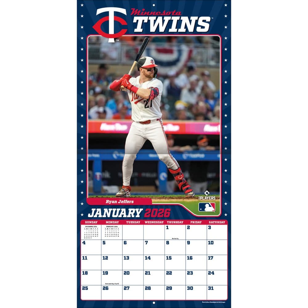 MLB Minnesota Twins 2026 Wall Calendar Third Alternate Image