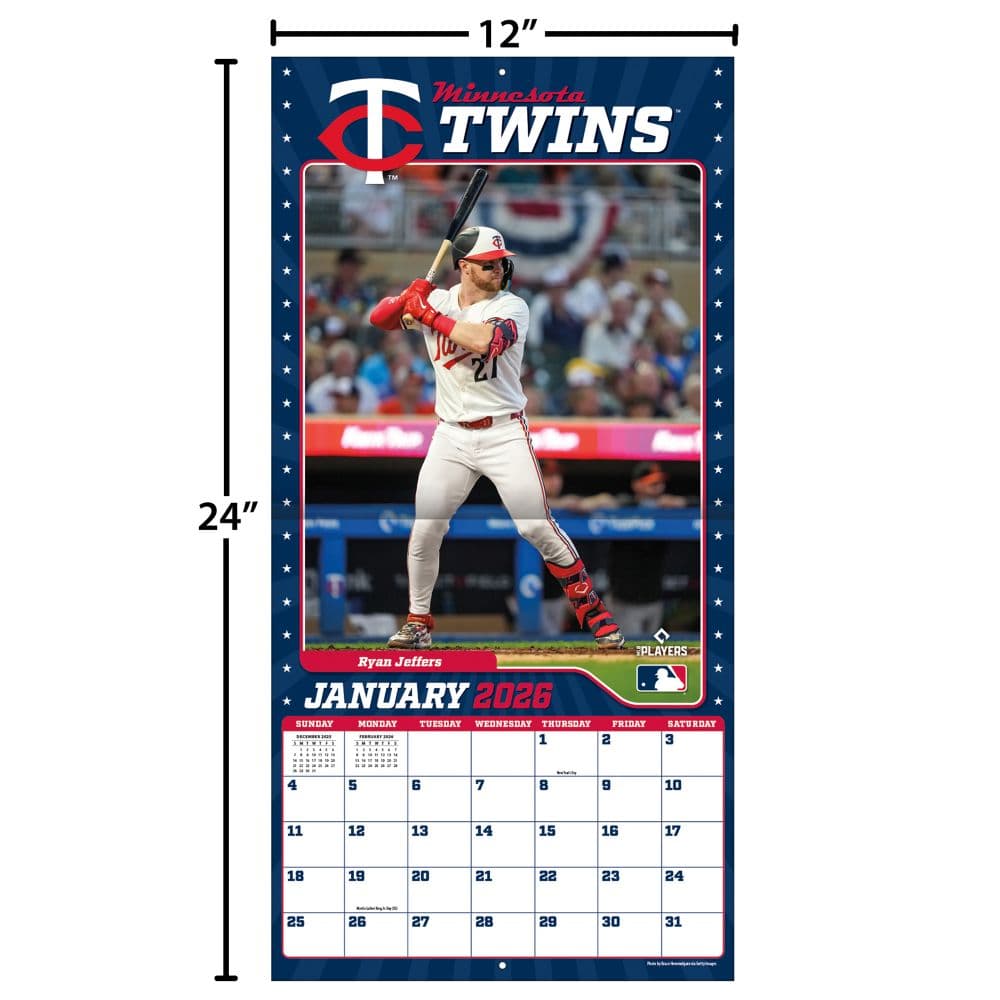 MLB Minnesota Twins 2026 Wall Calendar Fourth Alternate Image