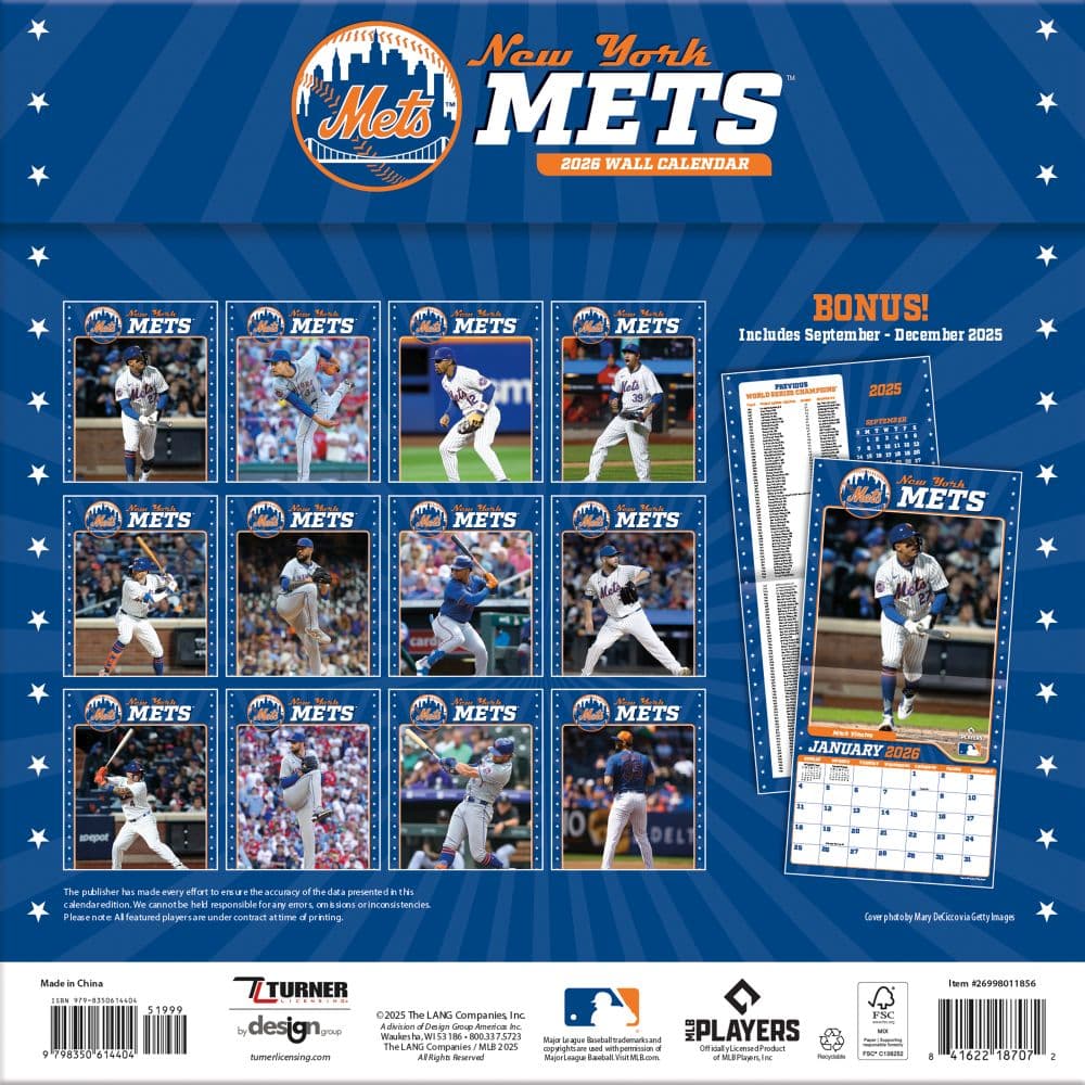 MLB New York Mets 2026 Wall Calendar First Alternate Image
