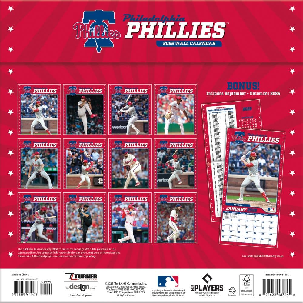MLB Phillies 2026 Wall Calendar Calendars Com ALT1 