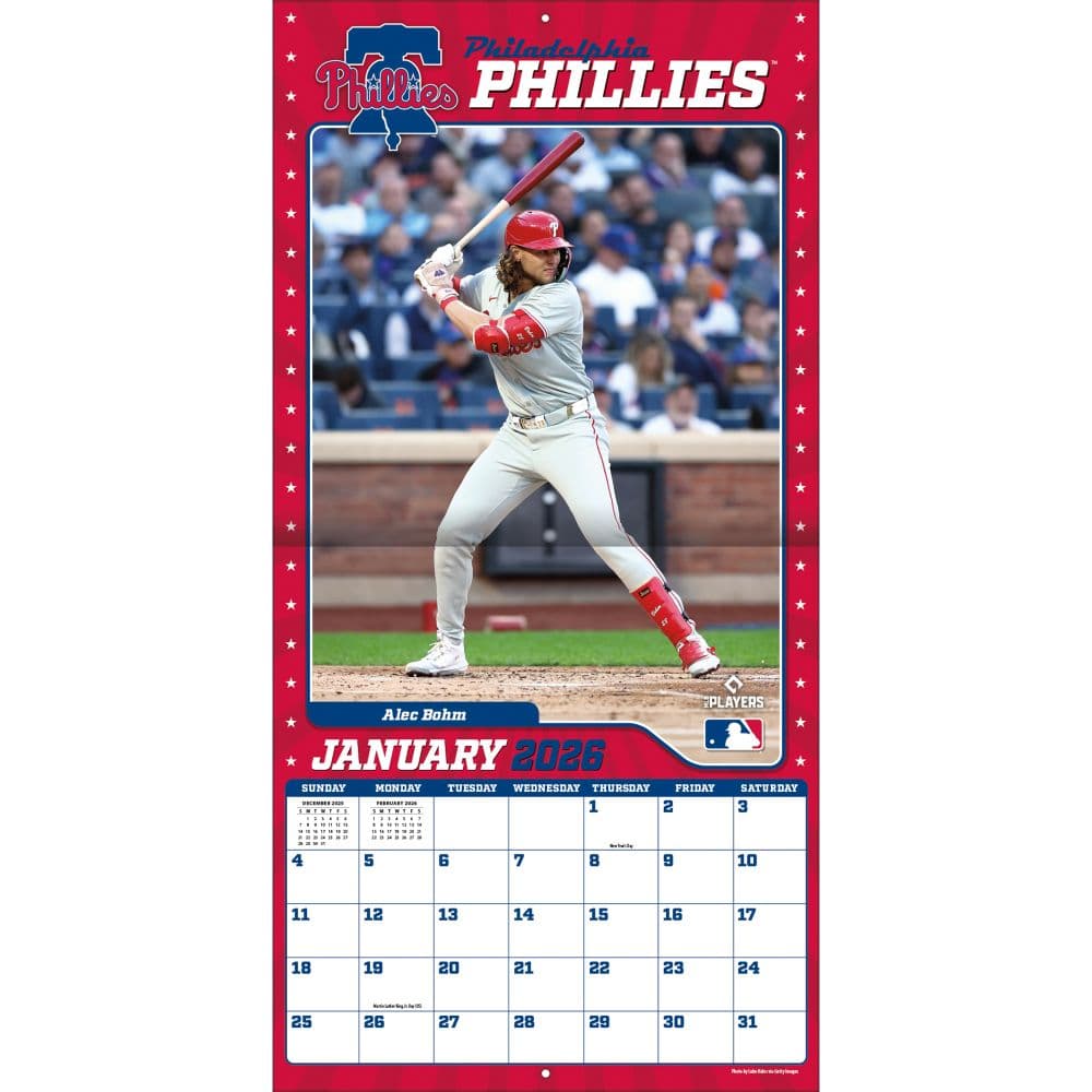 MLB Philadelphia Phillies 2026 Wall Calendar Third Alternate Image