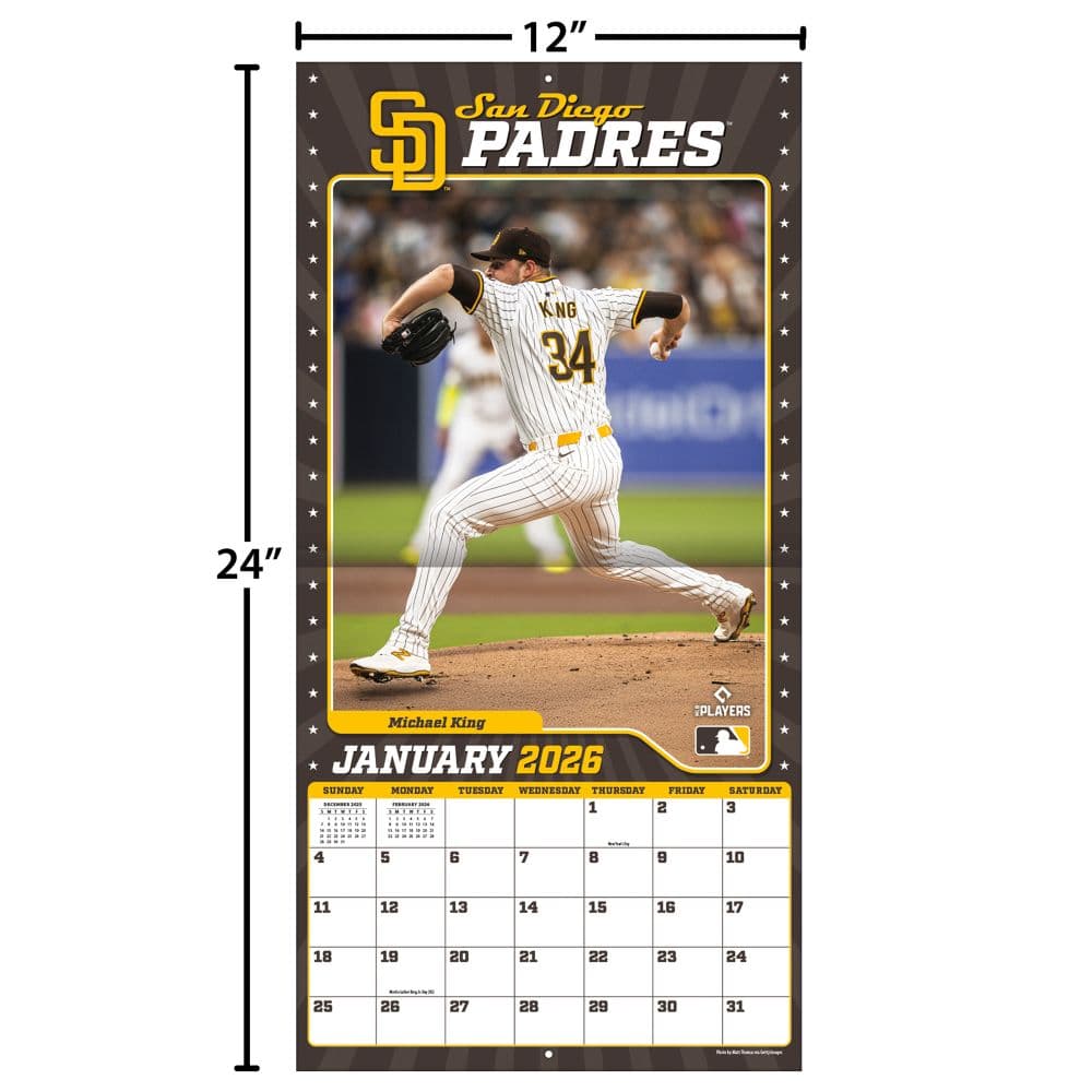 MLB San Diego Padres 2026 Wall Calendar Fourth Alternate Image
