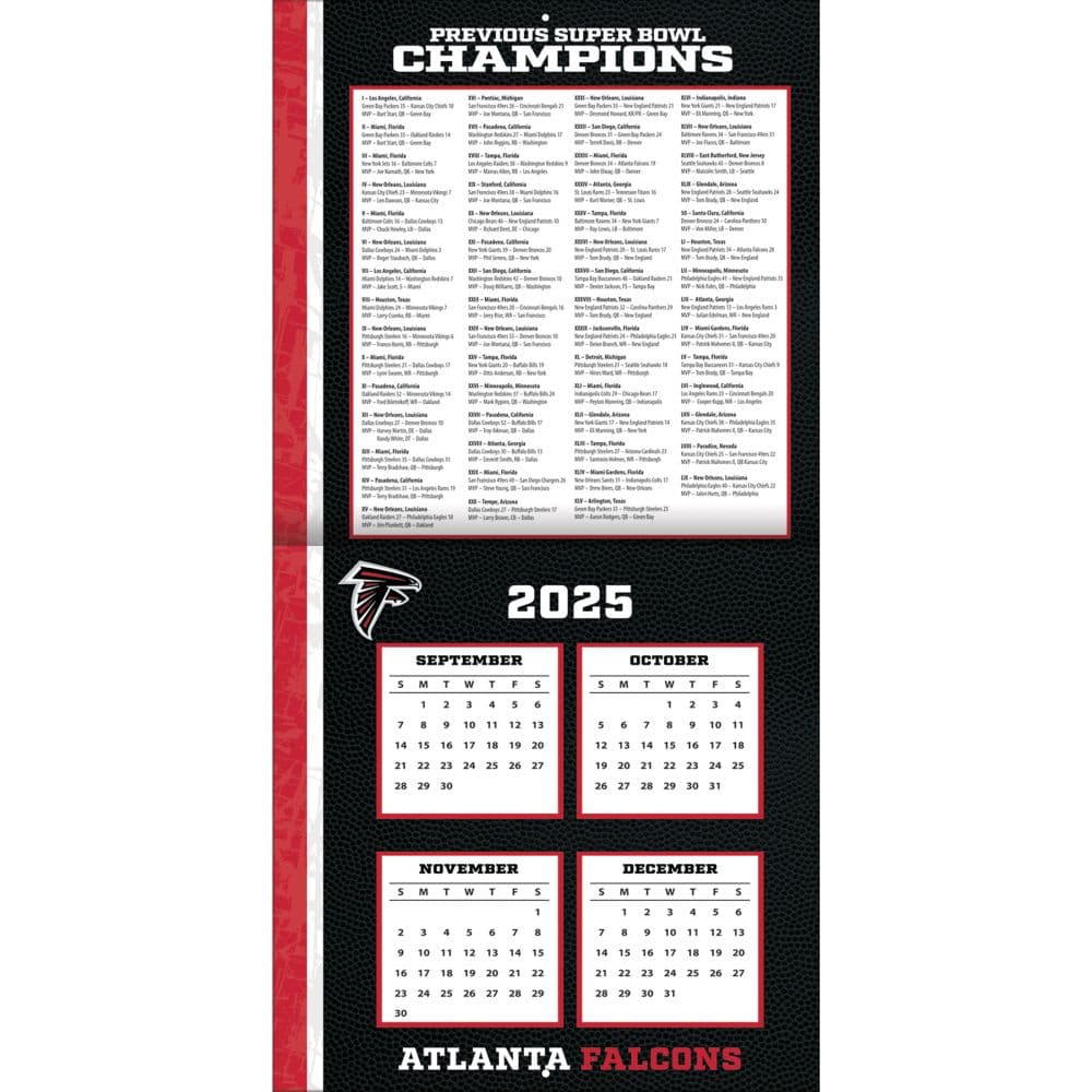 NFL Atlanta Falcons 2026 Wall Calendar Second Alternate Image