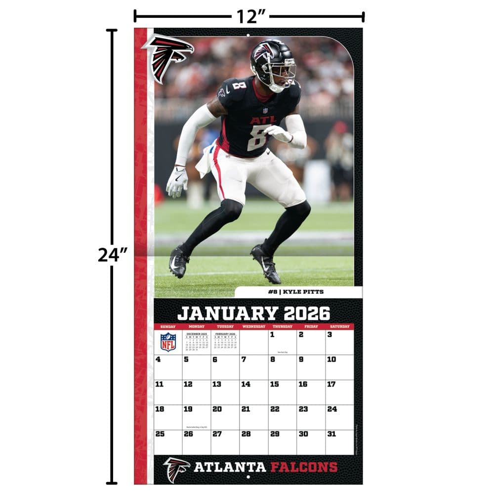 NFL Atlanta Falcons 2026 Wall Calendar Fourth Alternate Image