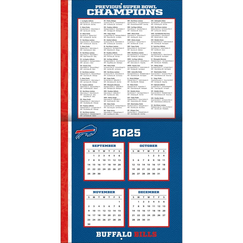 NFL Buffalo Bills 2026 Wall Calendar Second Alternate Image