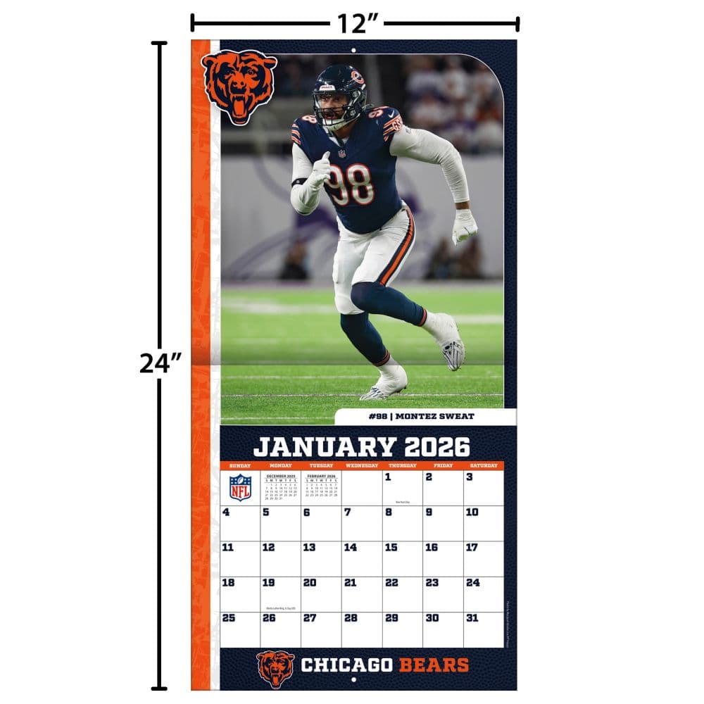 NFL Chicago Bears 2026 Wall Calendar Fourth Alternate Image