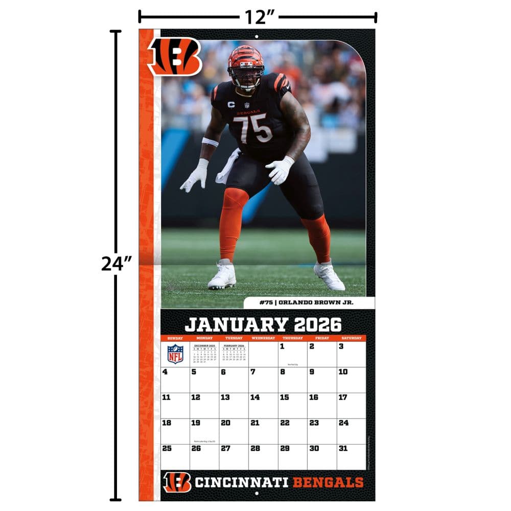 NFL Cincinnati Bengals 2026 Wall Calendar Fourth Alternate Image