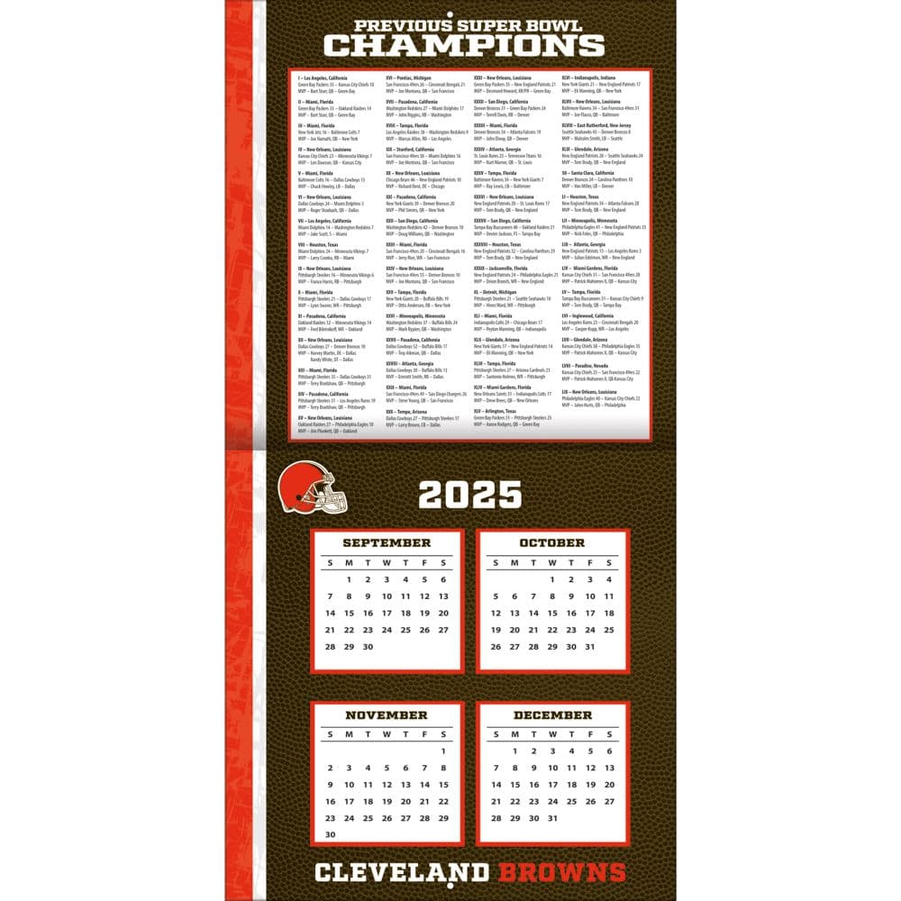 NFL Cleveland Browns 2026 Wall Calendar Second Alternate Image