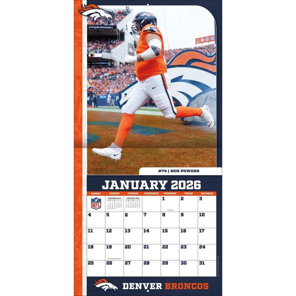 NFL Denver Broncos 2026 Wall Calendar Third Alternate Image