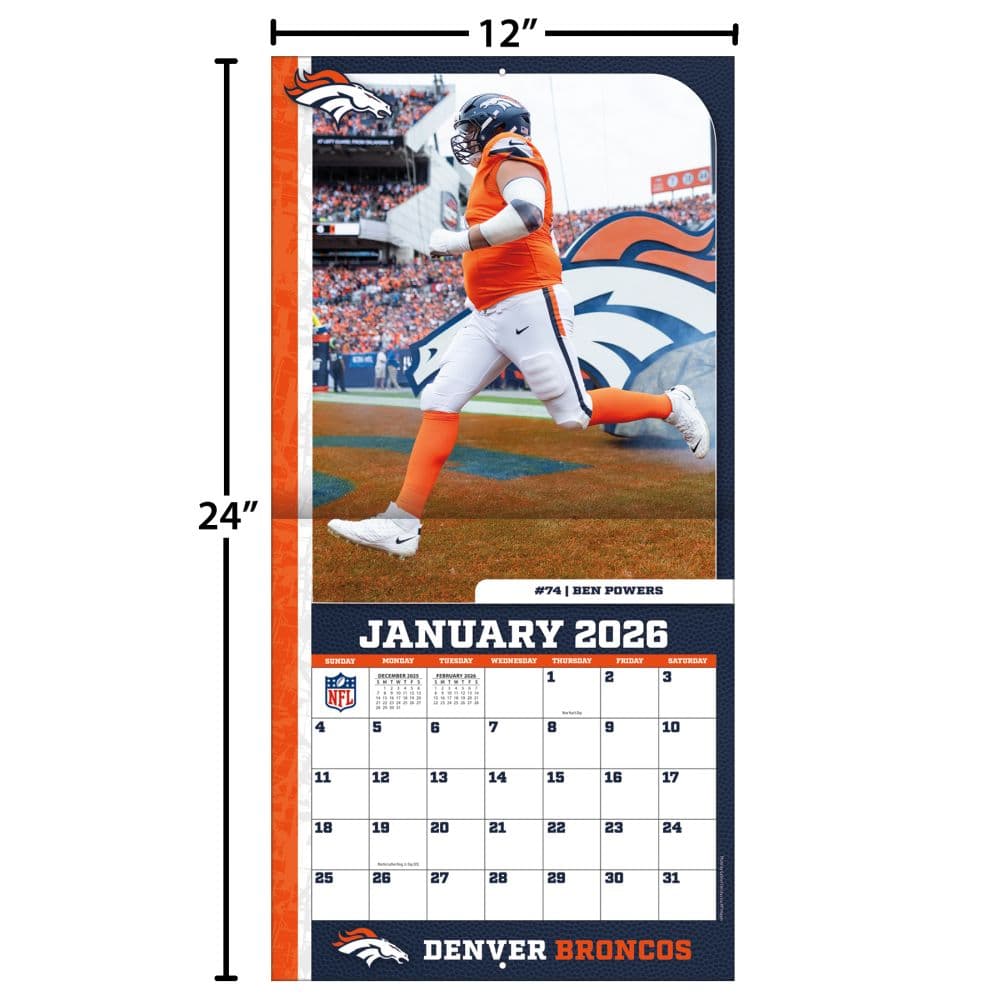 NFL Denver Broncos 2026 Wall Calendar Fourth Alternate Image