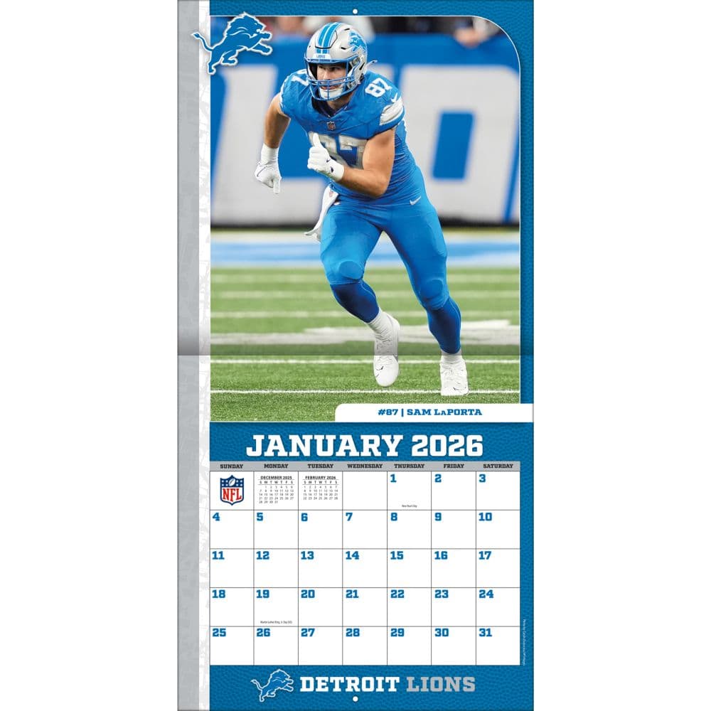 NFL Detroit Lions 2026 Wall Calendar Third Alternate Image