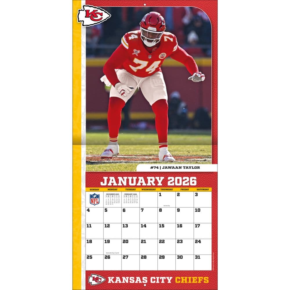 NFL Kansas City Chiefs 2026 Wall Calendar Third Alternate Image
