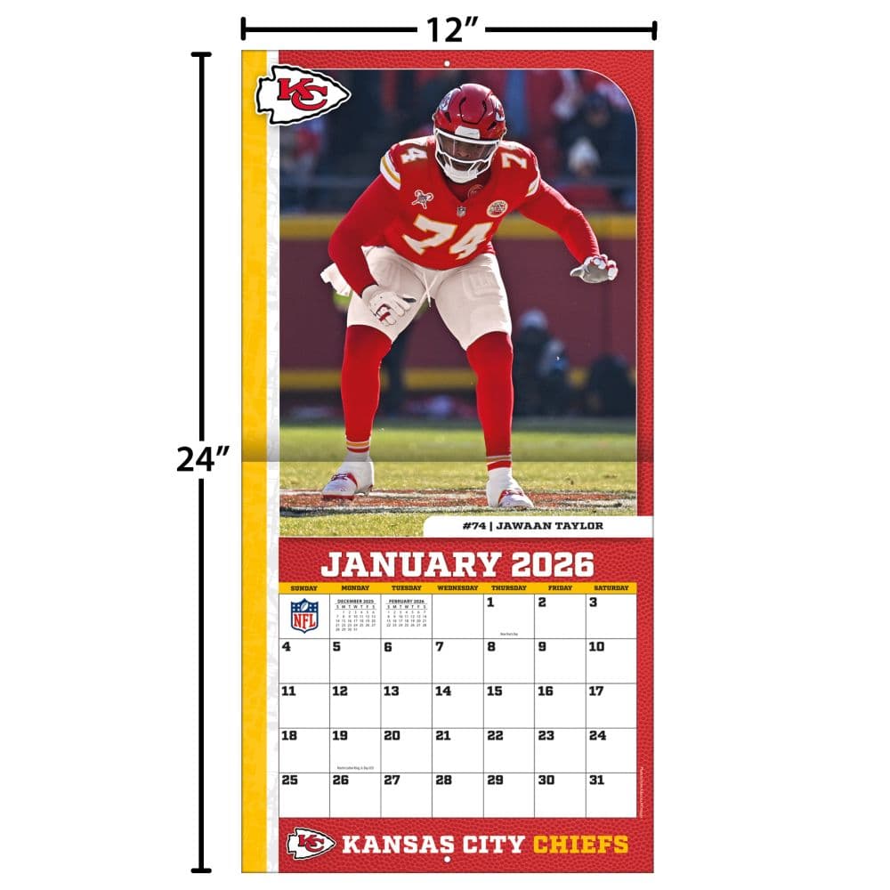 NFL Kansas City Chiefs 2026 Wall Calendar Fourth Alternate Image