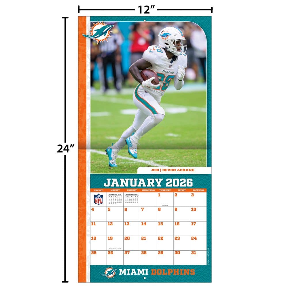 NFL Miami Dolphins 2026 Wall Calendar Calendars Com ALT4