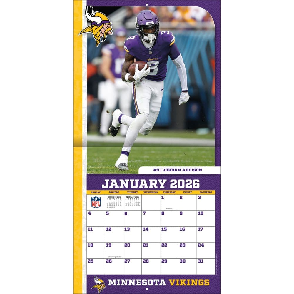 NFL Minnesota Vikings 2026 Wall Calendar Third Alternate Image