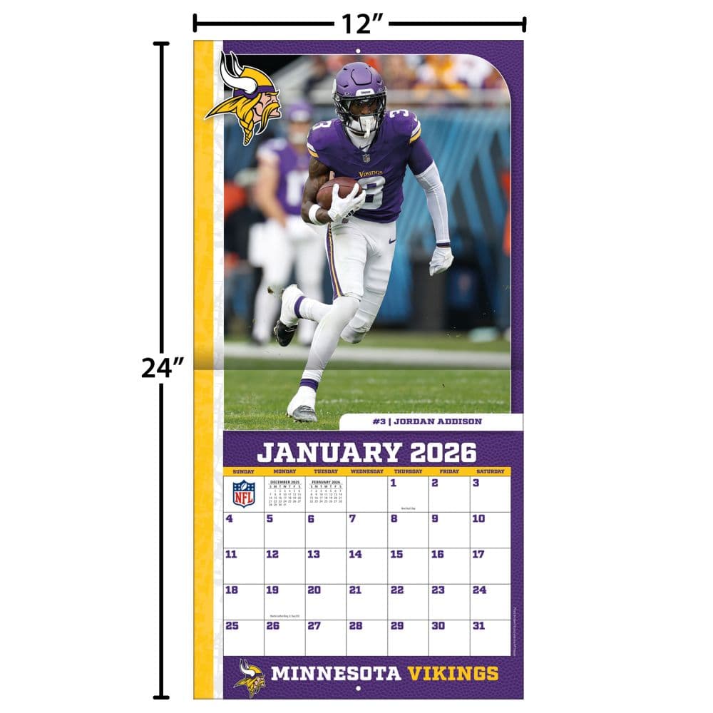 NFL Minnesota Vikings 2026 Wall Calendar Fourth Alternate Image