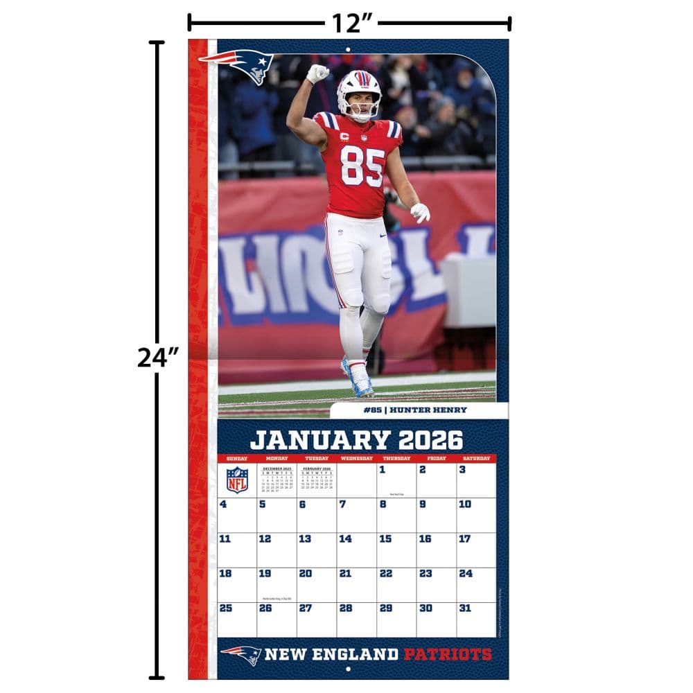 NFL New England Patriots 2026 Wall Calendar Fourth Alternate Image