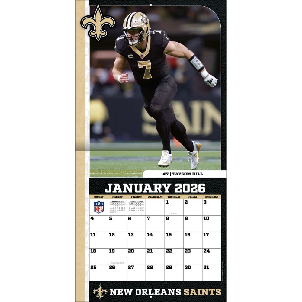 NFL New Orleans Saints 2026 Wall Calendar Third Alternate Image