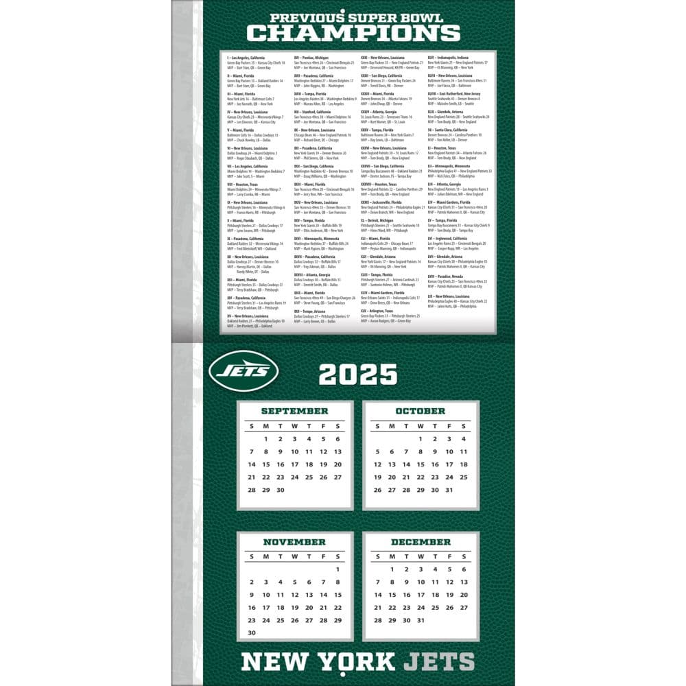 NFL New York Jets 2026 Wall Calendar Second Alternate Image