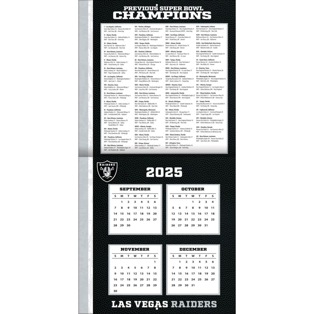 NFL Las Vegas Raiders 2026 Wall Calendar Second Alternate Image