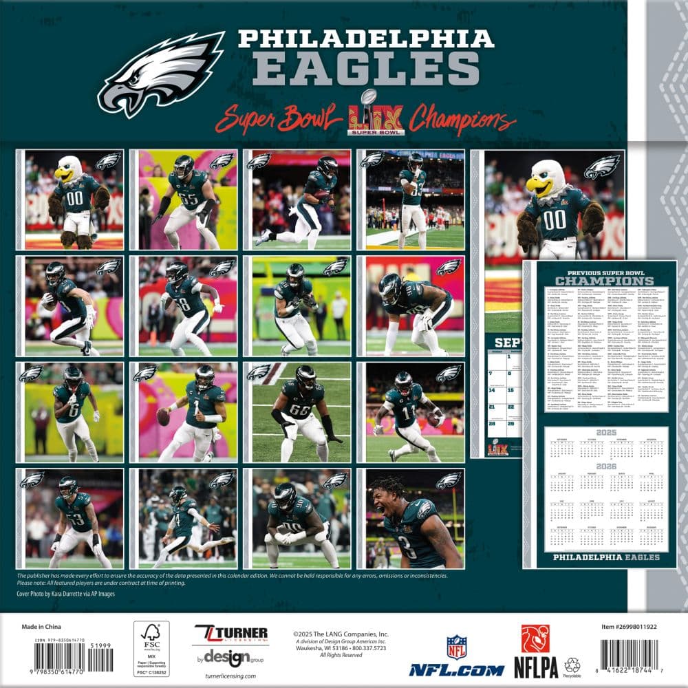 NFL Philadelphia Eagles 2026 Wall Calendar First Alternate Image