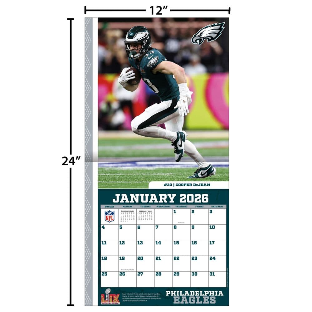 NFL Philadelphia Eagles 2026 Wall Calendar Fourth Alternate Image