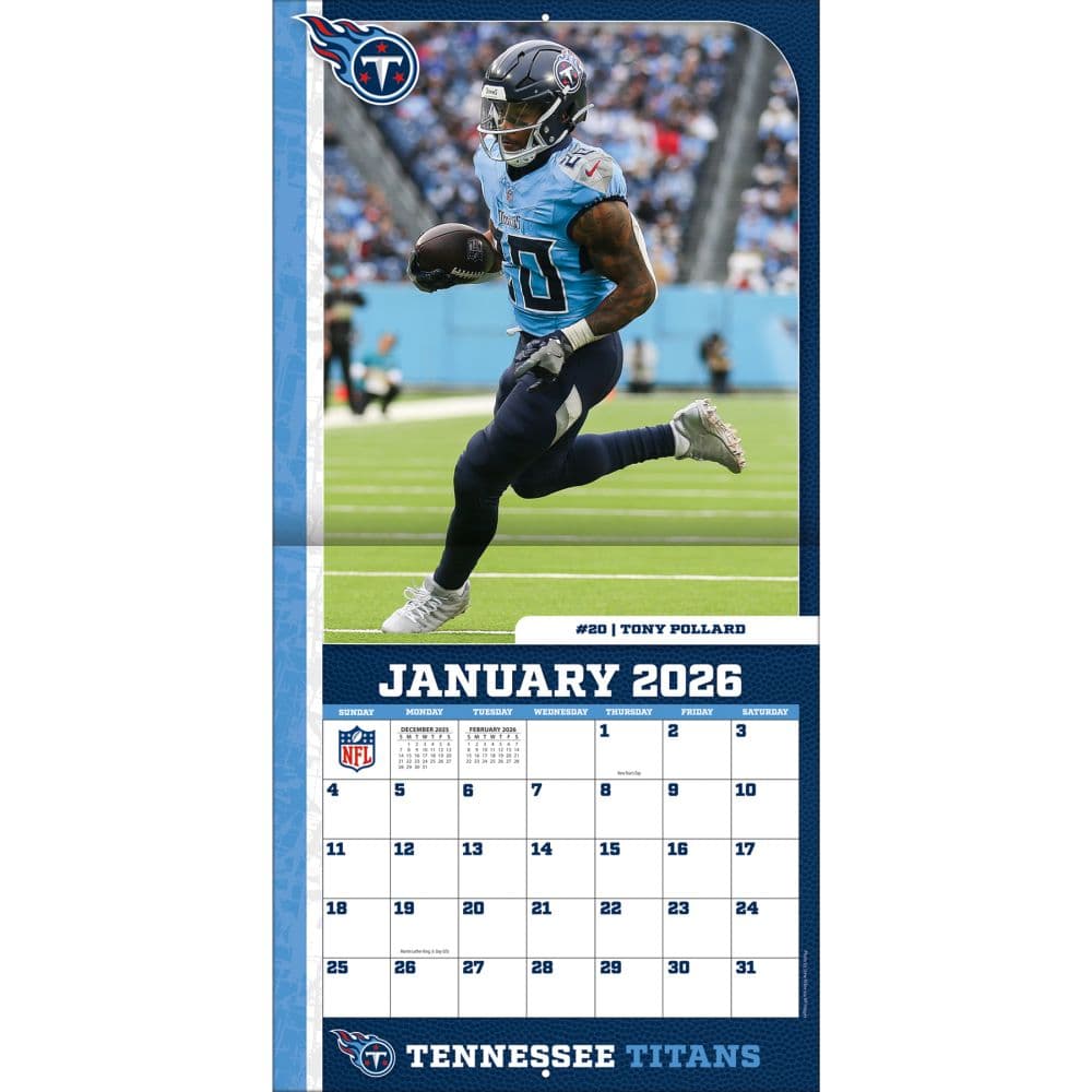 NFL Tennessee Titans 2026 Wall Calendar Third Alternate Image