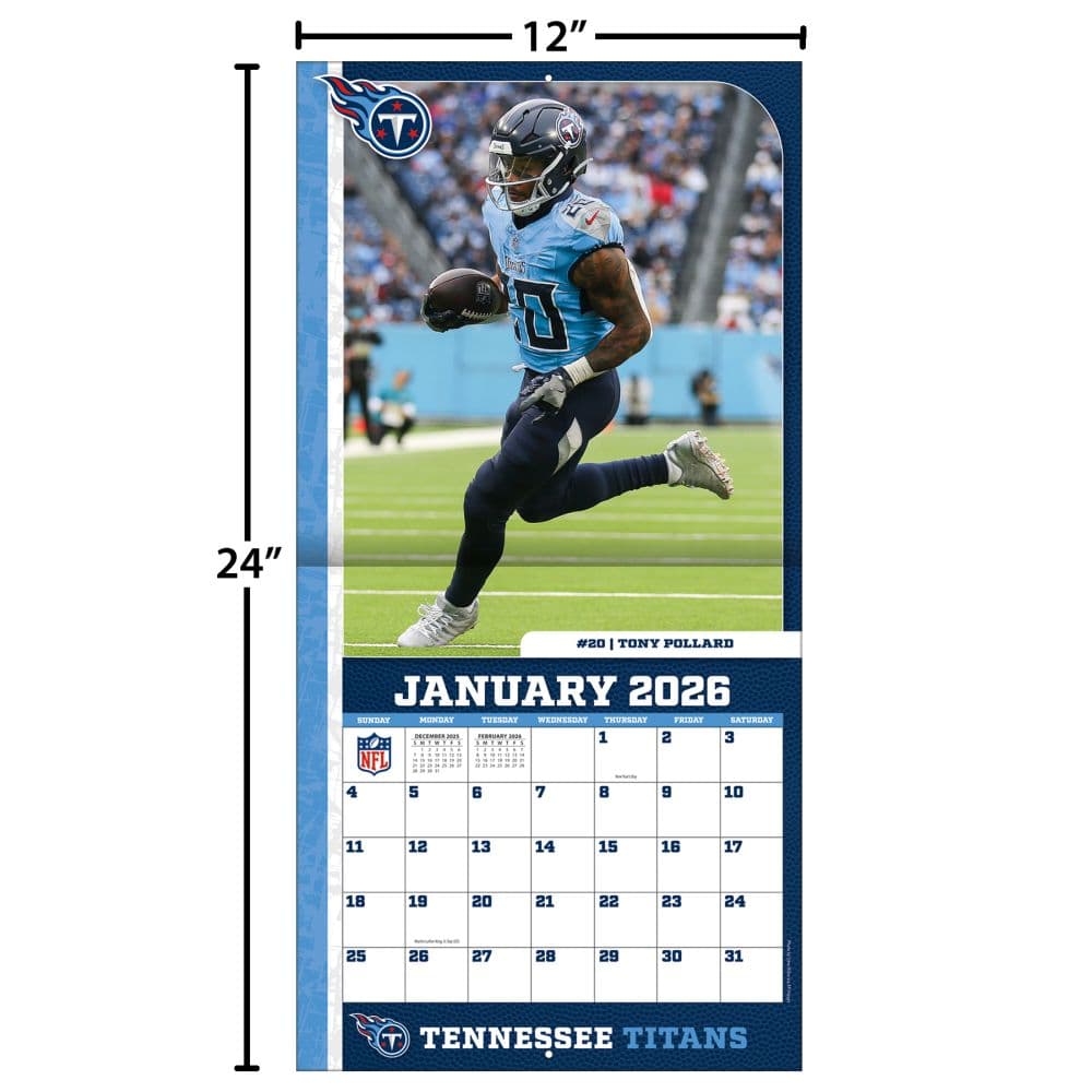 NFL Tennessee Titans 2026 Wall Calendar Fourth Alternate Image