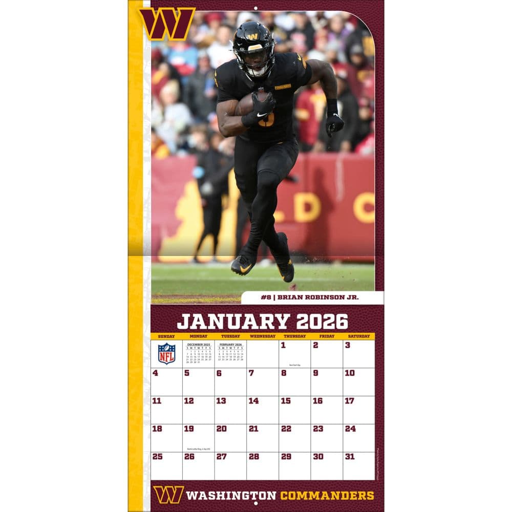 NFL Washington Football Team 2026 Wall Calendar Third Alternate Image