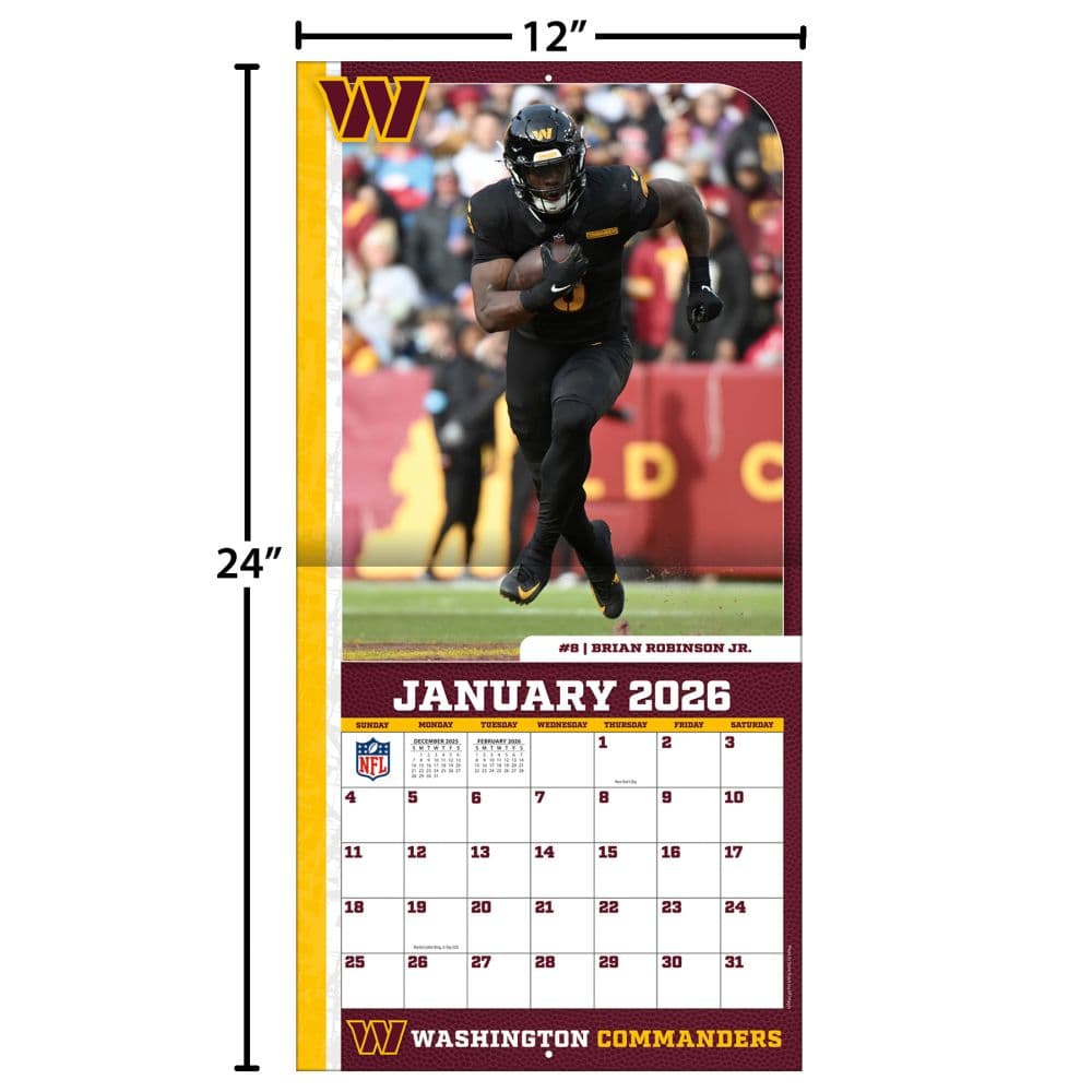 NFL Washington Football Team 2026 Wall Calendar Fourth Alternate Image
