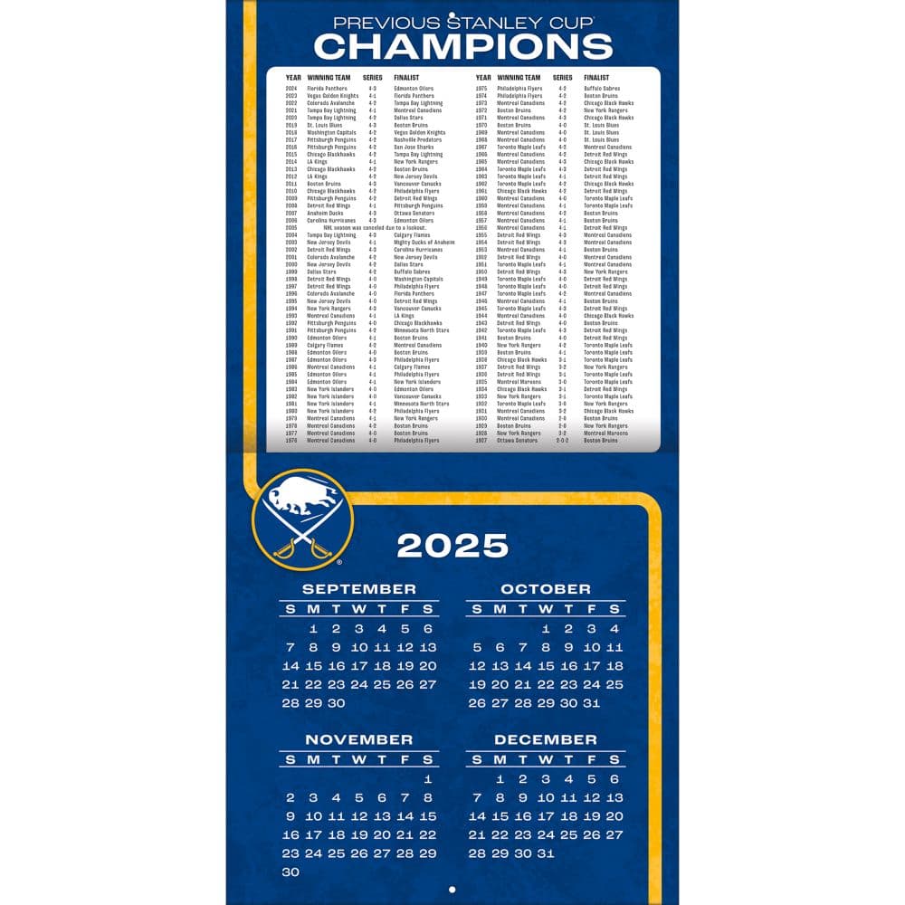 NHL Buffalo Sabres 2026 Wall Calendar Second Alternate Image