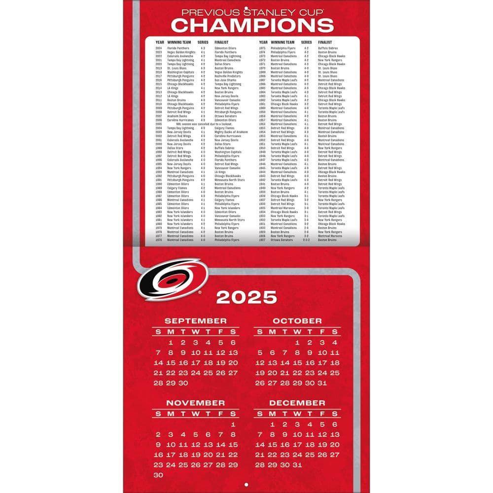 NHL Carolina Hurricanes 2026 Wall Calendar Second Alternate Image