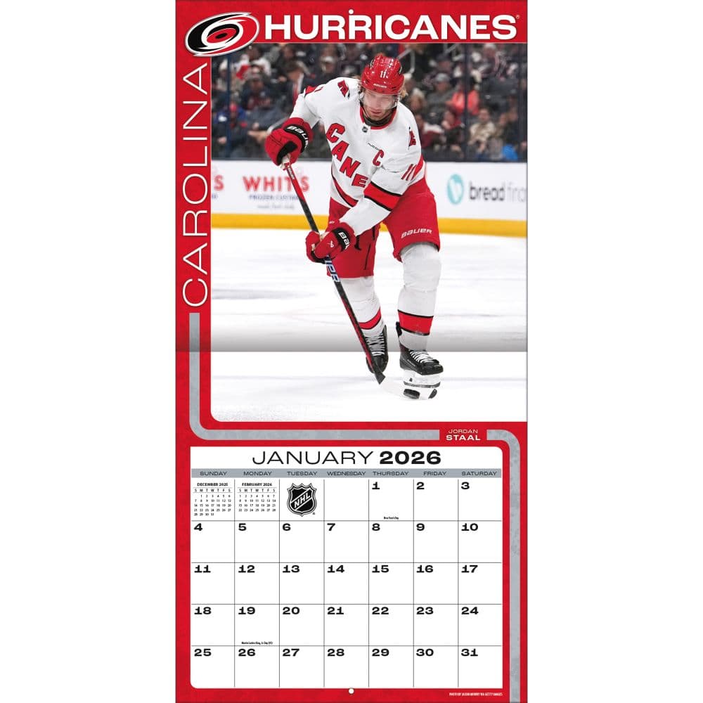 NHL Carolina Hurricanes 2026 Wall Calendar Third Alternate Image