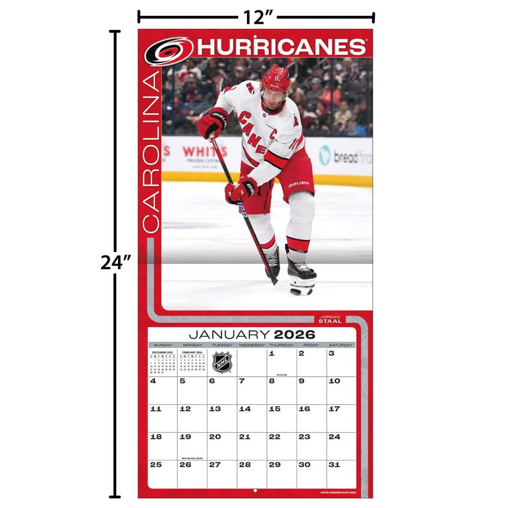 NHL Carolina Hurricanes 2026 Wall Calendar Fourth Alternate Image