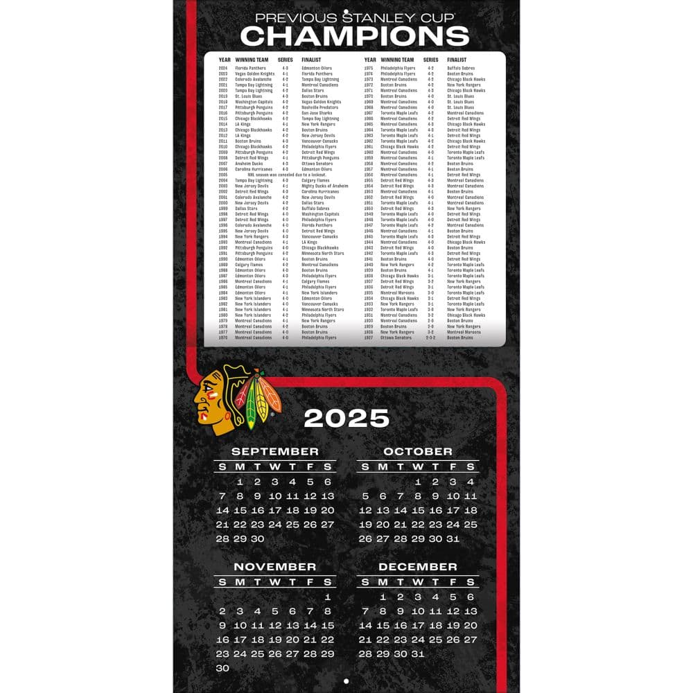NHL Chicago Blackhawks 2026 Wall Calendar Second Alternate Image