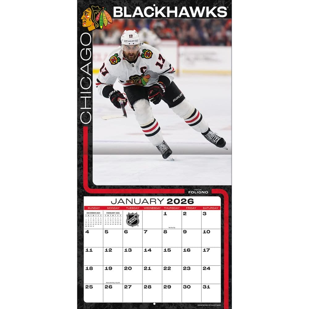 NHL Chicago Blackhawks 2026 Wall Calendar Third Alternate Image