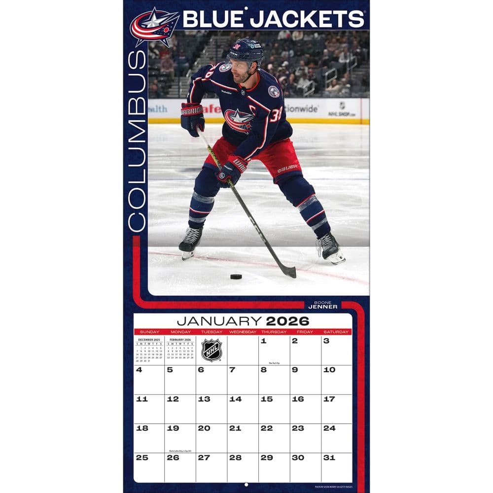 NHL Columbus Blue Jackets 2026 Wall Calendar Third Alternate Image