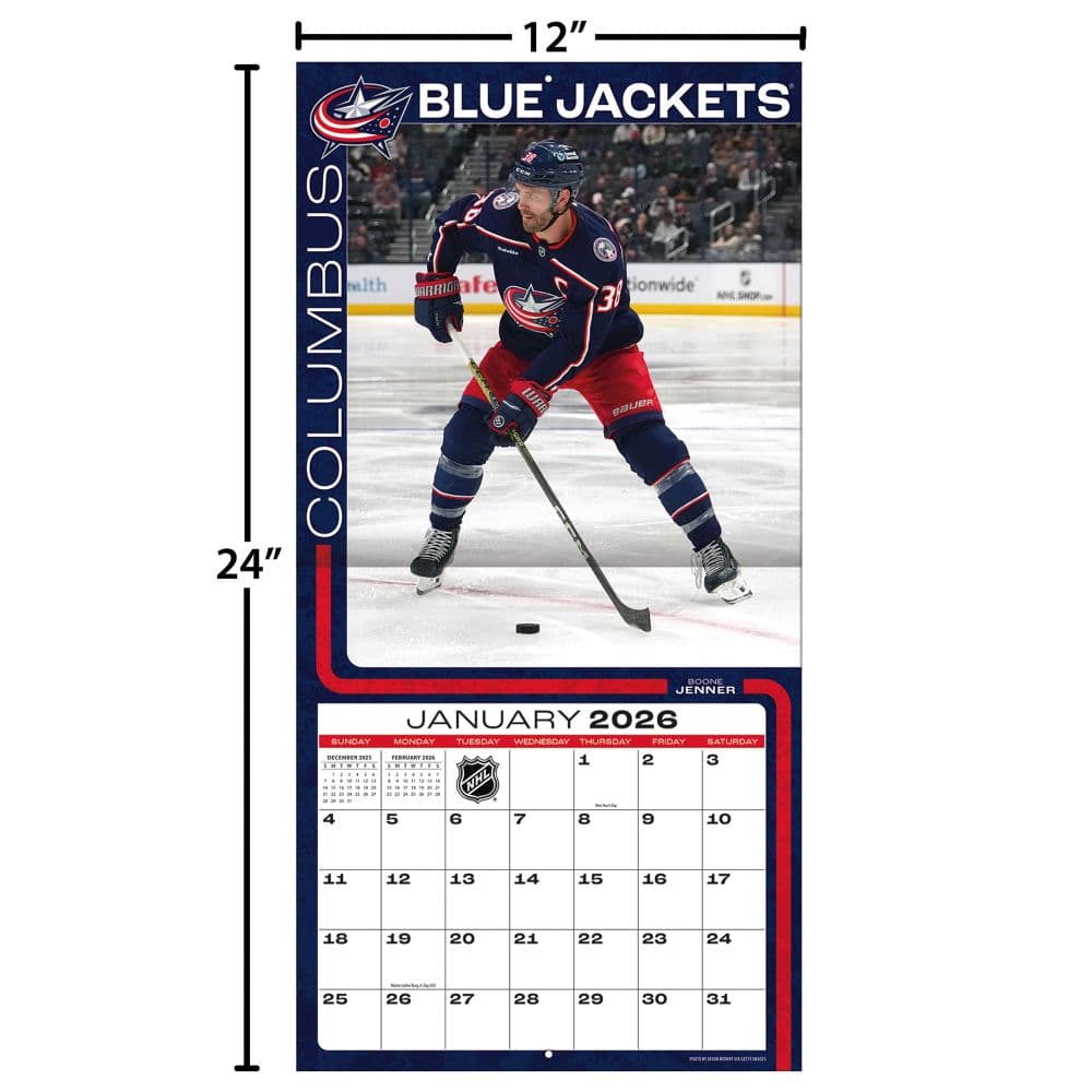 NHL Columbus Blue Jackets 2026 Wall Calendar Fourth Alternate Image