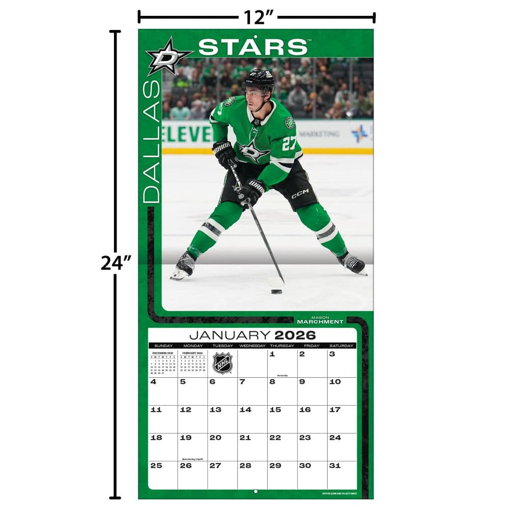 NHL Dallas Stars 2026 Wall Calendar Fourth Alternate Image