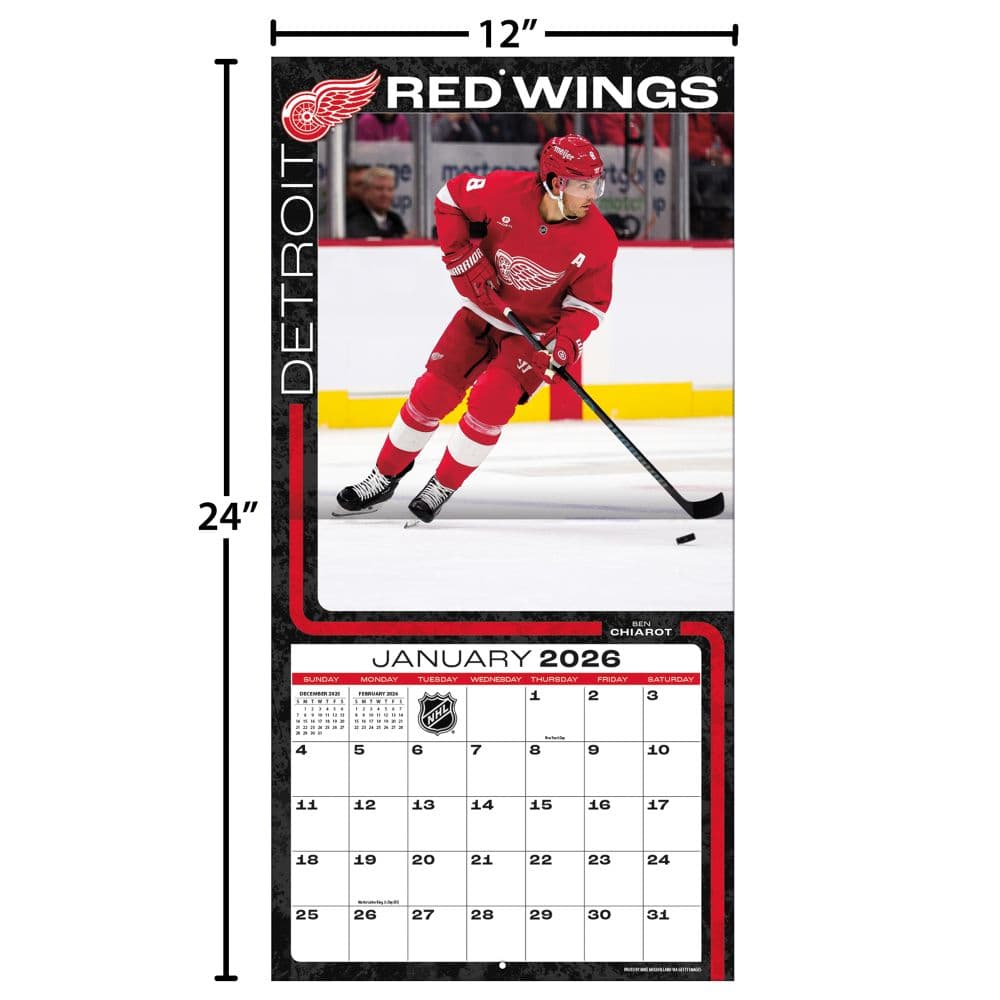 NHL Detroit Red Wings 2026 Wall Calendar Fourth Alternate Image