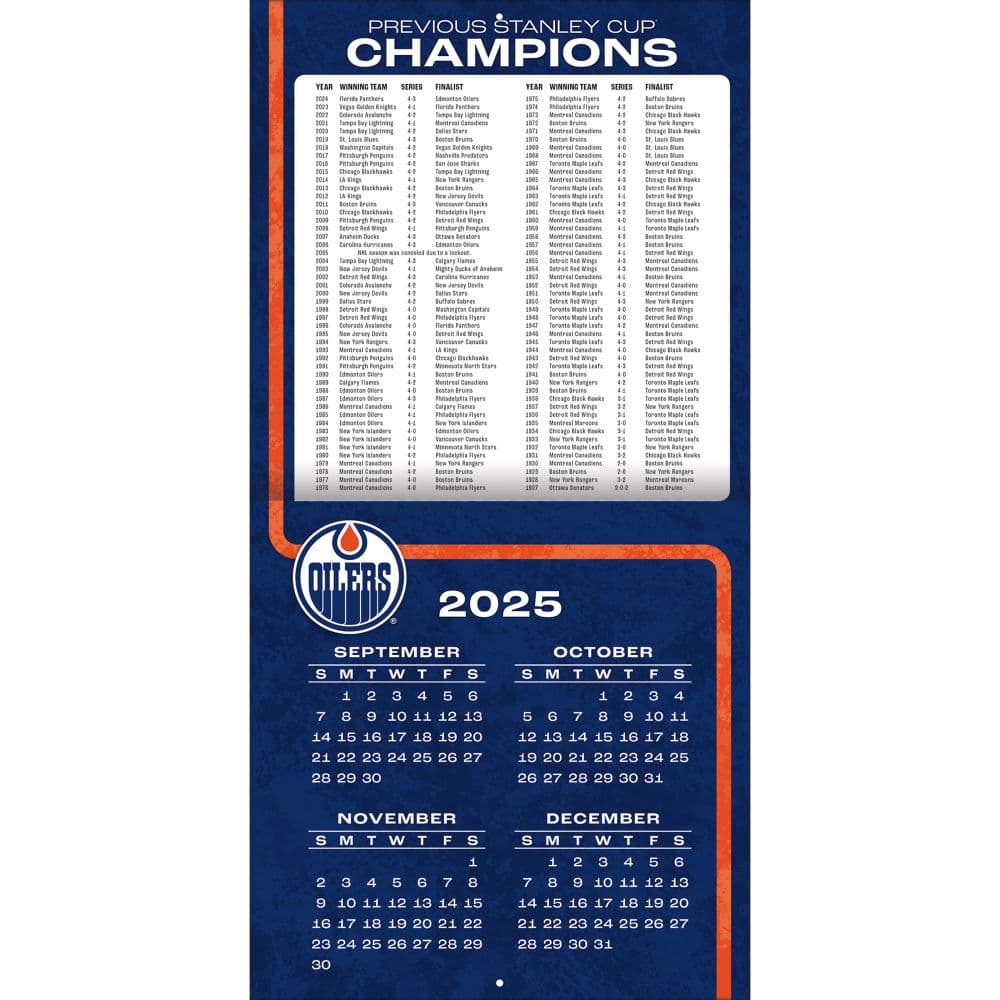 NHL Edmonton Oilers 2026 Wall Calendar Second Alternate Image