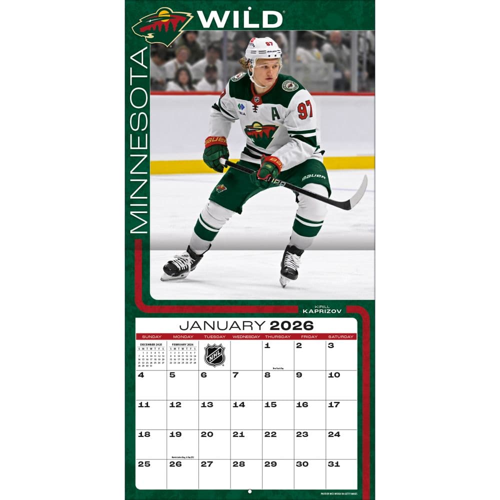 NHL Minnesota Wild 2026 Wall Calendar Third Alternate Image